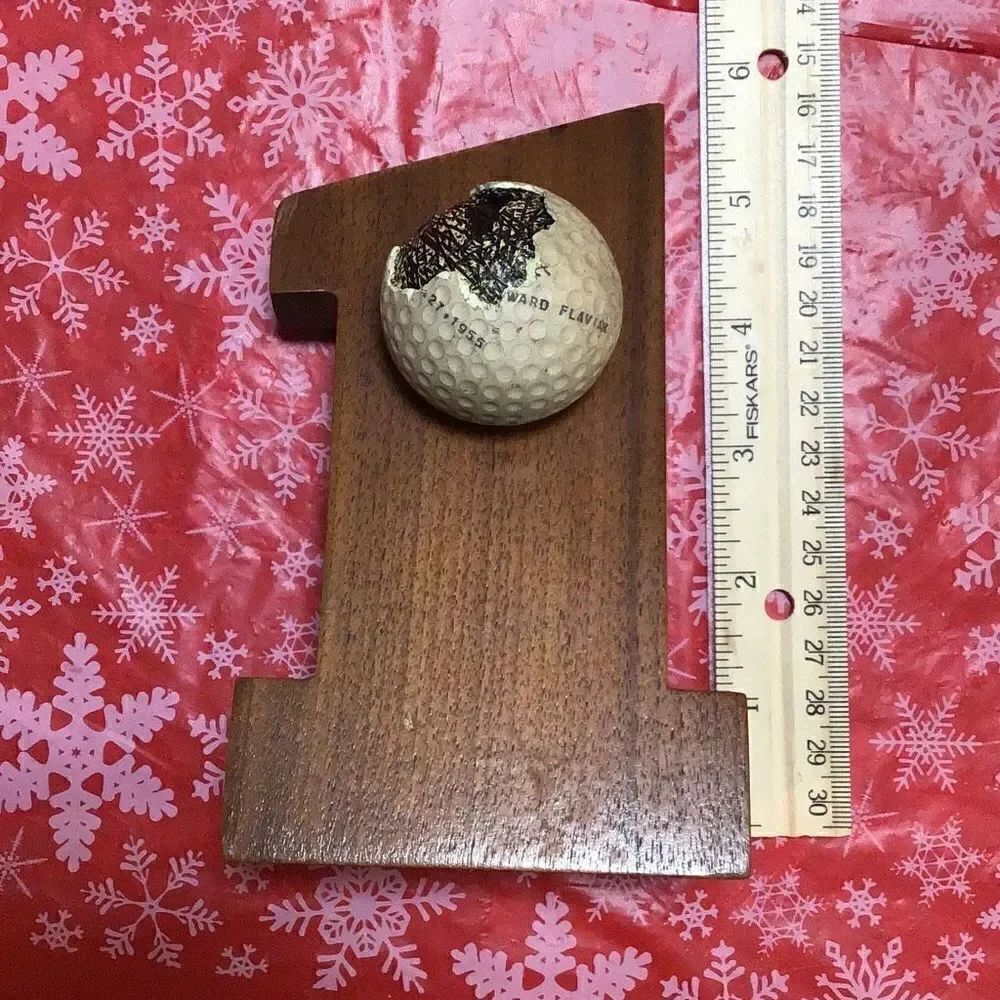 Vintage wooden hole in one golf trophy, ready for placard